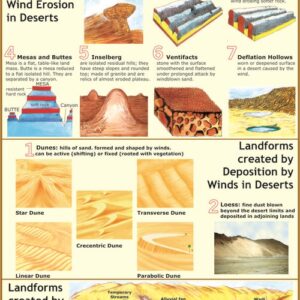 DESERT LANDFORMS II - CREATED BY WIND EROSION AND DEPOSITION BY WATER